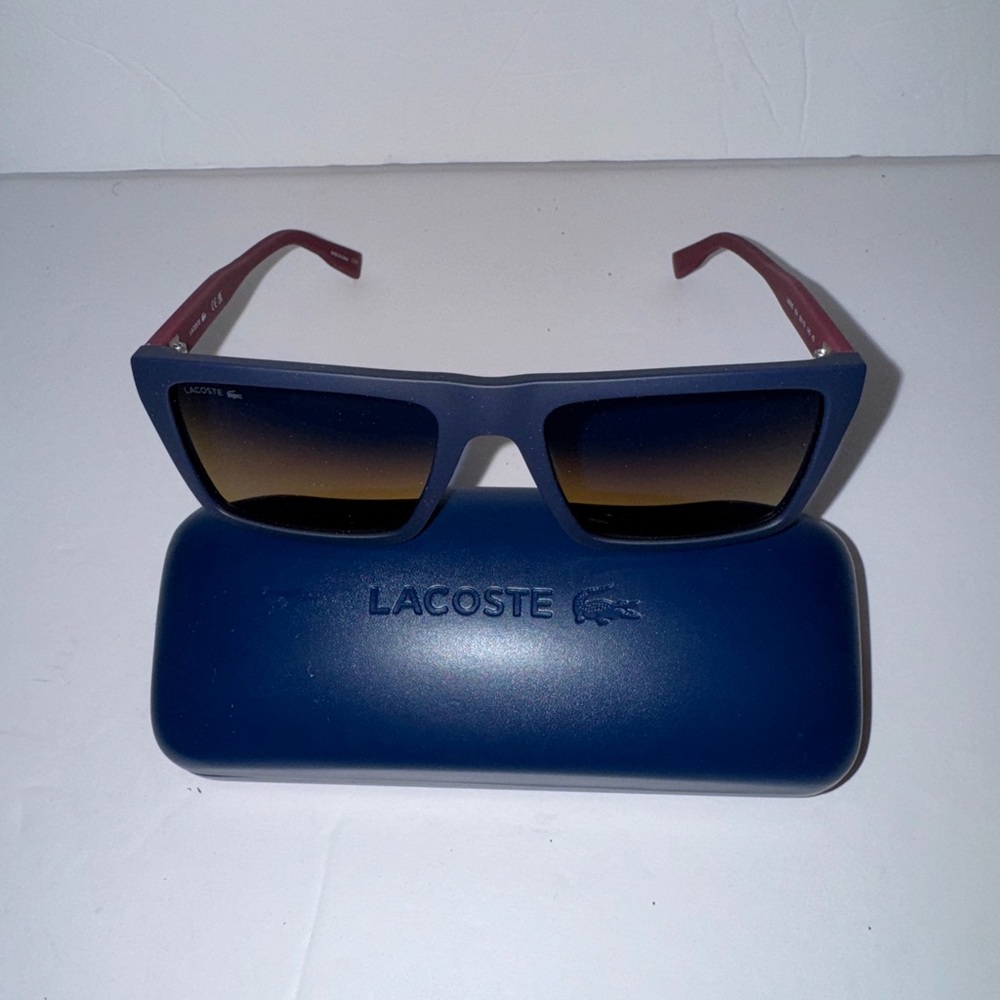 Lacoste Men's Sunglasses with Blue Frame and Red Arms